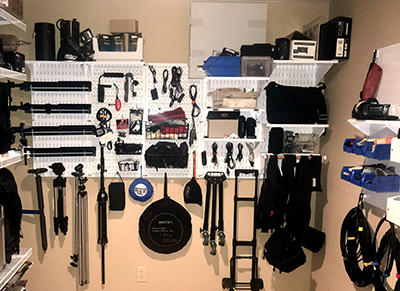 Photography Equipment Wall Storage Organization